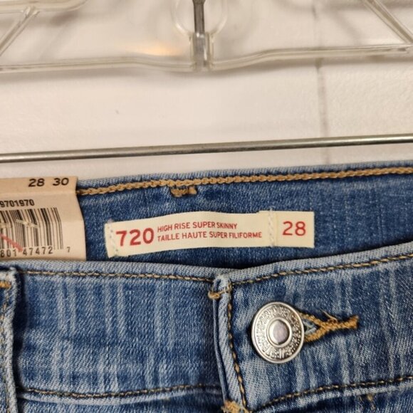 LEVI'S 720 High Rise Super Skinny Sapphire Stripe Jeans New NWT Size 28 Stretch - Picture 7 of 13